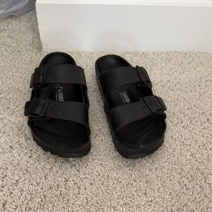 Black Birkenstock Arizona Essentials Eva Slide Strap Sandals